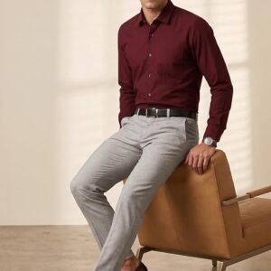 Men’s Everyday Solid Slim Fit Full Sleeve Formal Shirt | Cotton-Rich | Maroon