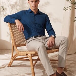 Men's Everyday Solid Slim Fit Full Sleeve Formal Shirt | Cotton-Rich | Blue